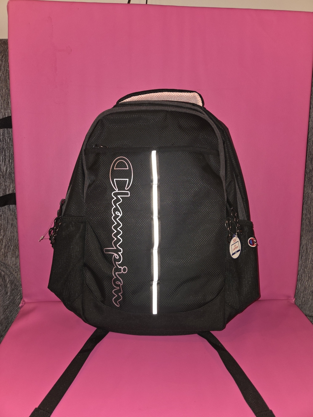 Champion Black Backpack with Pink Accent